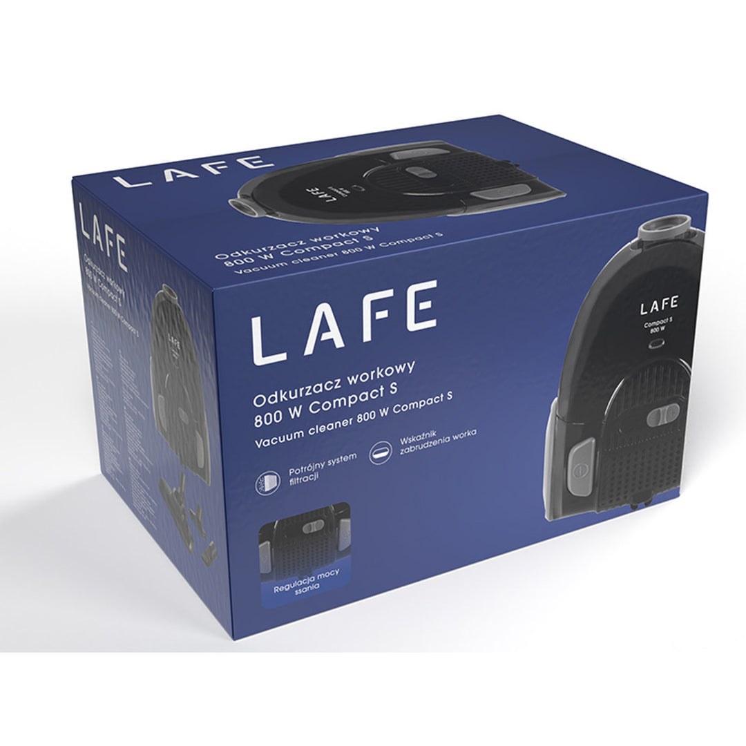 Aspirador Lafe com saco, sistema de tripla filtragem, 800 W, preto, compacto S