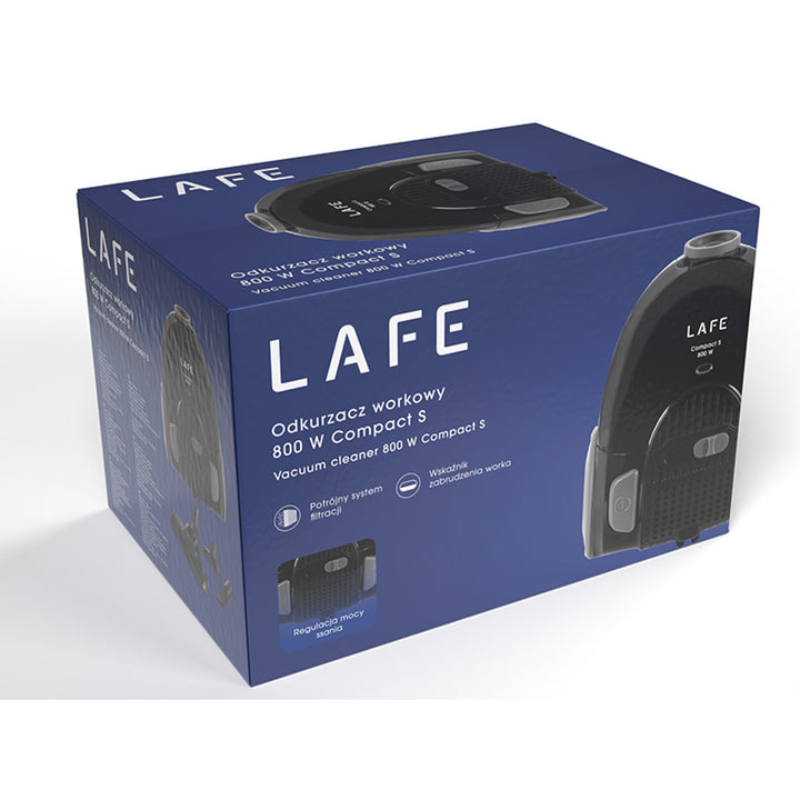 Aspirador Lafe com saco, sistema de tripla filtragem, 800 W, preto, compacto S