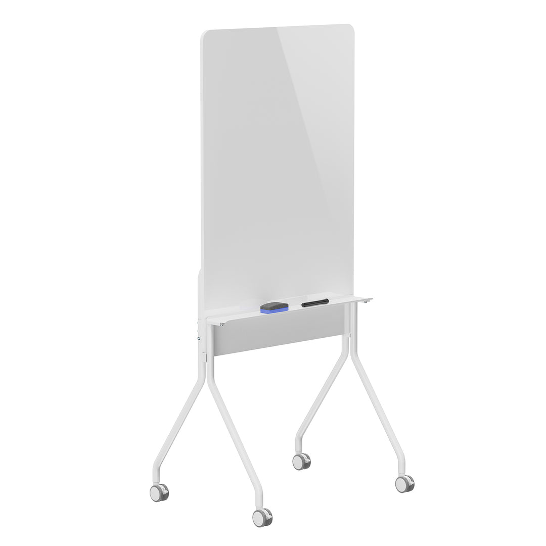 Pizarra móvil de borrado en seco Ergo Office, orientación vertical, blanca, de una cara, con estante, dimensiones de la pizarra 1190x790mm, ER-305