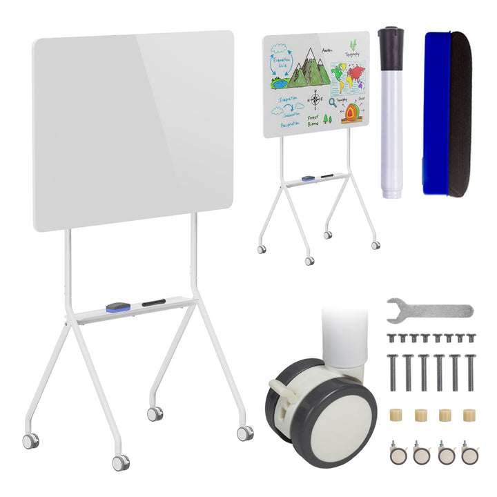 Pizarra móvil de borrado en seco Ergo Office, orientación horizontal, blanca, de una cara, con estante, dimensiones de la pizarra 1190x790mm, ER-306