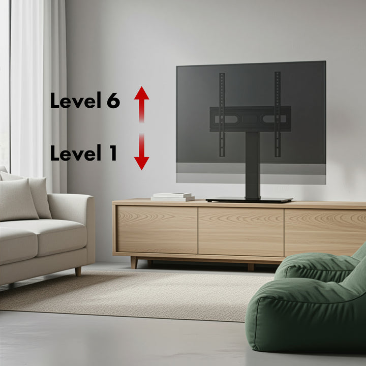 Soporte de TV universal Maclean, para mueble RTV, soporte, máx. 40kg, máx. VESA 400x400, ajuste de altura e inclinación, para televisores de 32-65", MC-1240