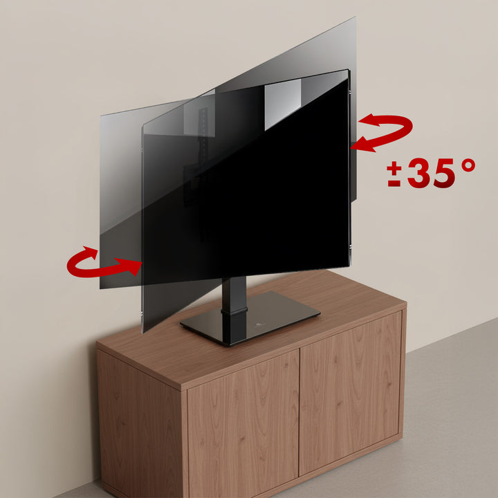 Soporte de TV universal Maclean, para mueble RTV, soporte, máx. 40kg, máx. VESA 400x400, ajuste de altura e inclinación, para televisores de 32-65", MC-1240