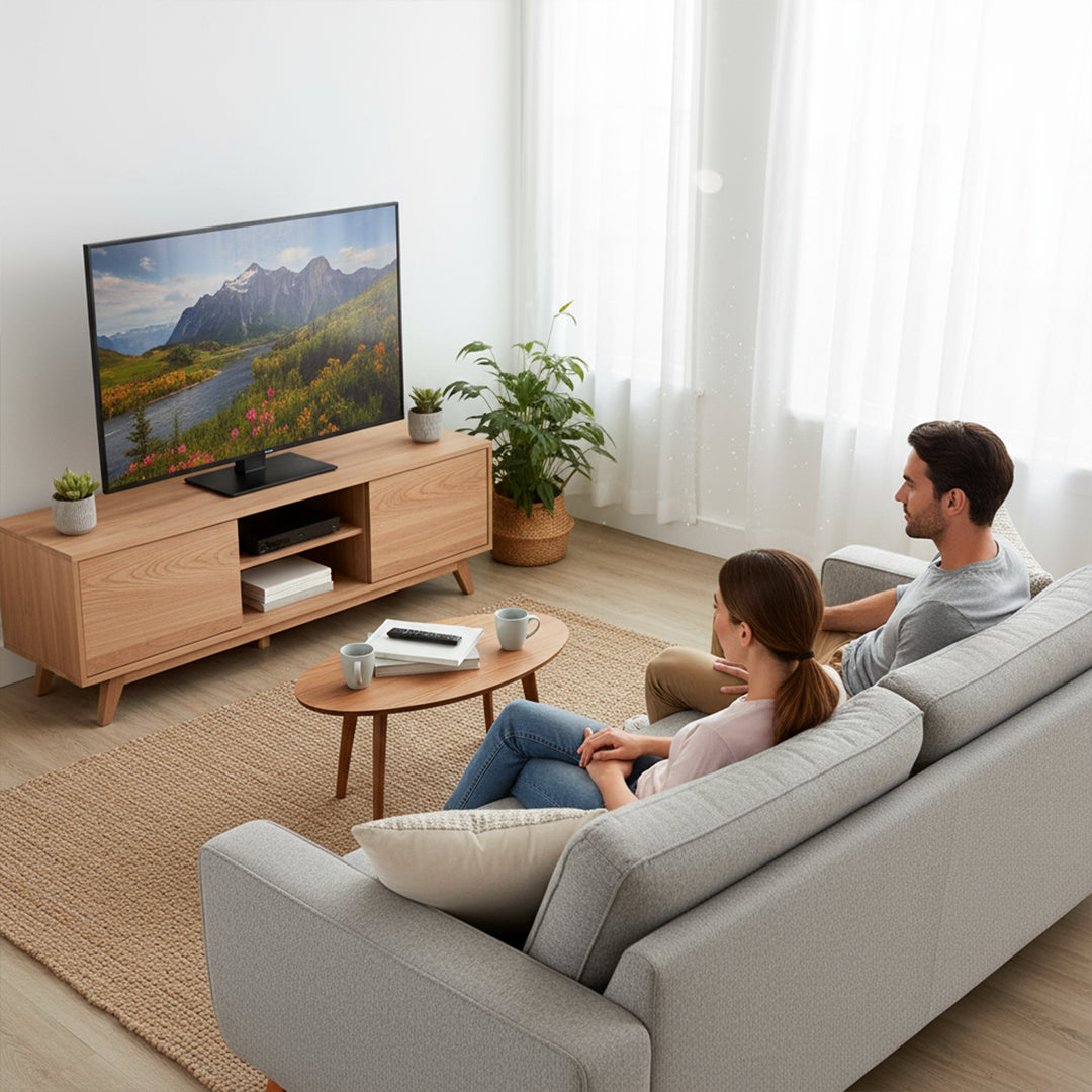 Soporte de TV universal Maclean, para mueble RTV, soporte, máx. 40kg, máx. VESA 400x400, ajuste de altura e inclinación, para televisores de 32-65", MC-1240
