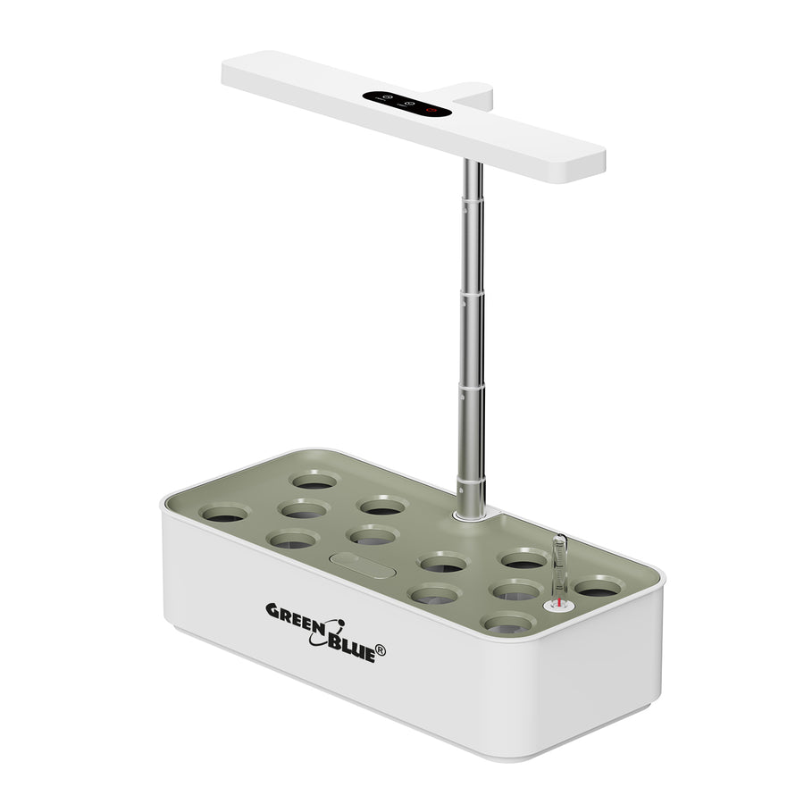 Sistema inteligente de cultivo interior GreenBlue, maceta SMART, capacidad de 4 l, para 12 plantas, LED de espectro completo, GB133