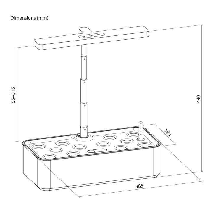 Sistema inteligente de cultivo de plantas de interior GreenBlue, maceta SMART, 4L de capacidad, para 12 plantas, LED de espectro completo, GB133