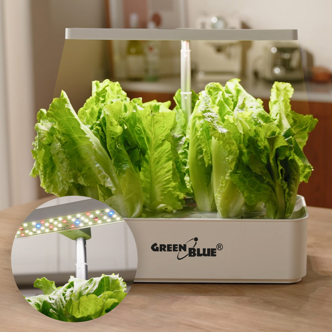 Sistema inteligente de cultivo de plantas de interior GreenBlue, maceta SMART, 4L de capacidad, para 12 plantas, LED de espectro completo, GB133