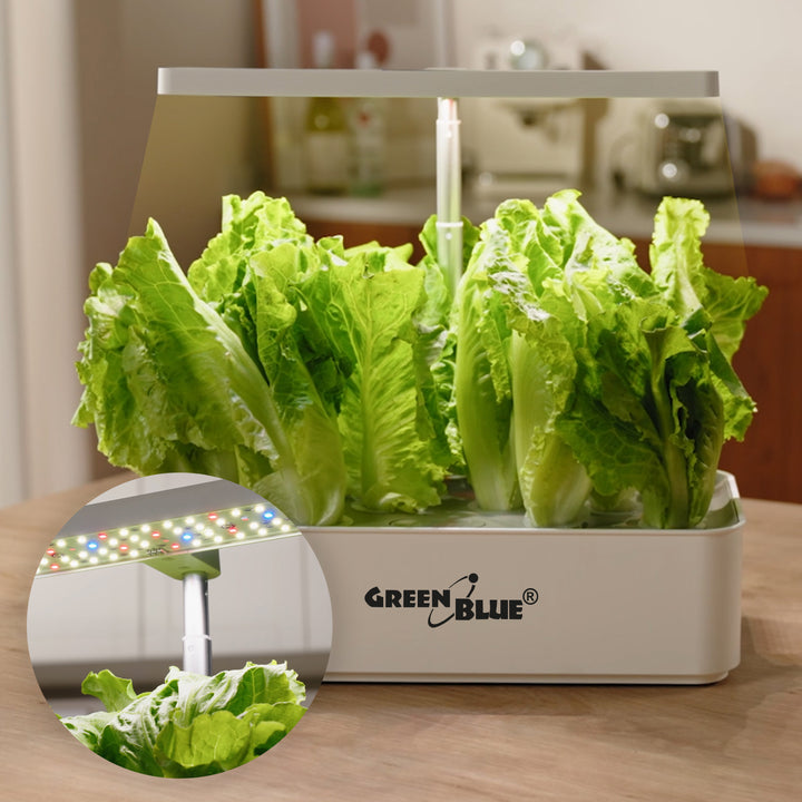 Sistema inteligente de cultivo de plantas de interior GreenBlue, maceta SMART, 4L de capacidad, para 12 plantas, LED de espectro completo, GB133