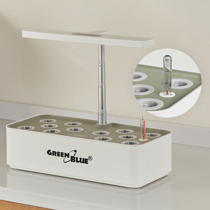 Sistema inteligente de cultivo de plantas de interior GreenBlue, maceta SMART, 4L de capacidad, para 12 plantas, LED de espectro completo, GB133