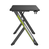Escritorio para juegos NanoRS, negro, con soporte para auriculares y vasos, max. 75kg, dimensiones 1200x600x750mm, RS101