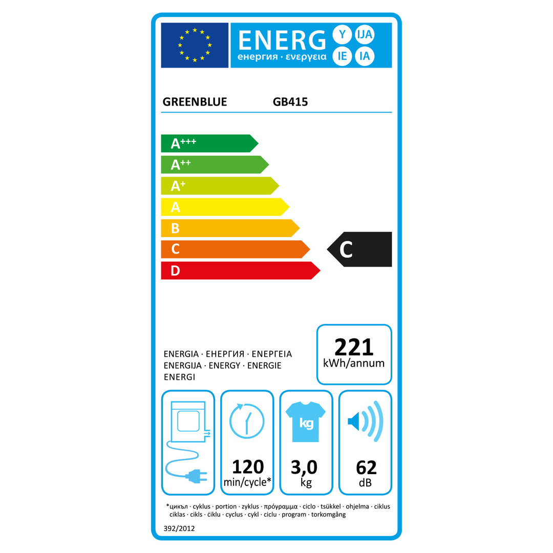 Secadora eléctrica GreenBlue, 3 kg de carga, GB415 GR