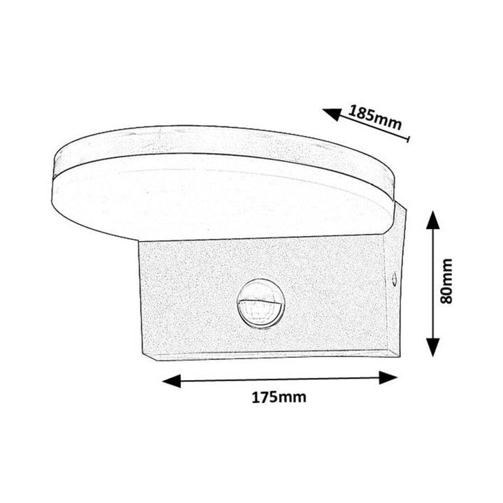 Rabalux Batida Aplique de exterior, sensor de movimiento, 9W, negro