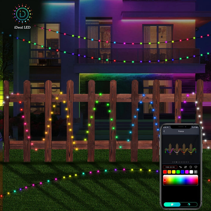 Rabalux Biri Iluminación exterior, cadena LED RGB, IP44, Wi-Fi, Bluetooth
