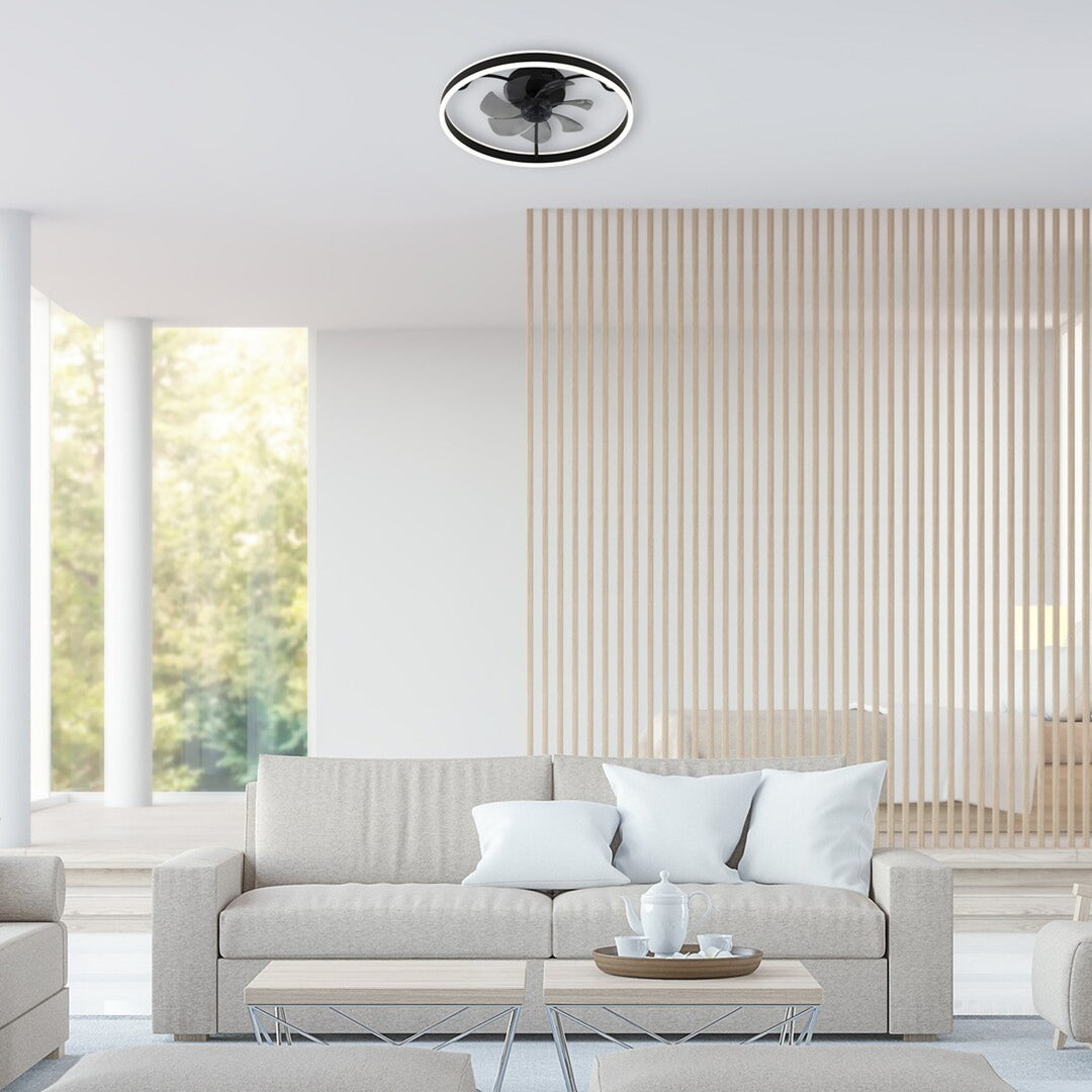Lámpara de techo Rabalux, con ventilador, 40W, negra, Fanfy