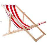 Conjunto WOODOK de 2 espreguiçadeiras em madeira de faia, cadeira de praia, espreguiçadeira de jardim, pátio, varanda e terraço, dobráveis, até 120 kg (listras vermelhas)