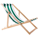 WOODOK Juego de 2 Tumbonas de Madera de Haya, Silla de Playa, Tumbona de Jardín, Patio, Balcón y Terraza, Plegable, hasta 120 kg (Rayas verdes)