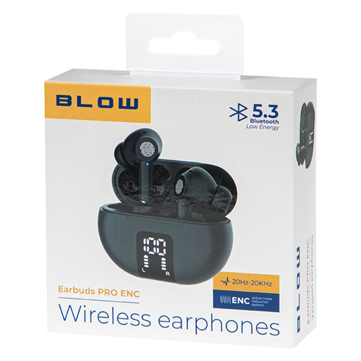 BLOW PRO ENC Auriculares inalámbricos, Bluetooth 5.3, pantalla LED, sistema ENC, NEGRO