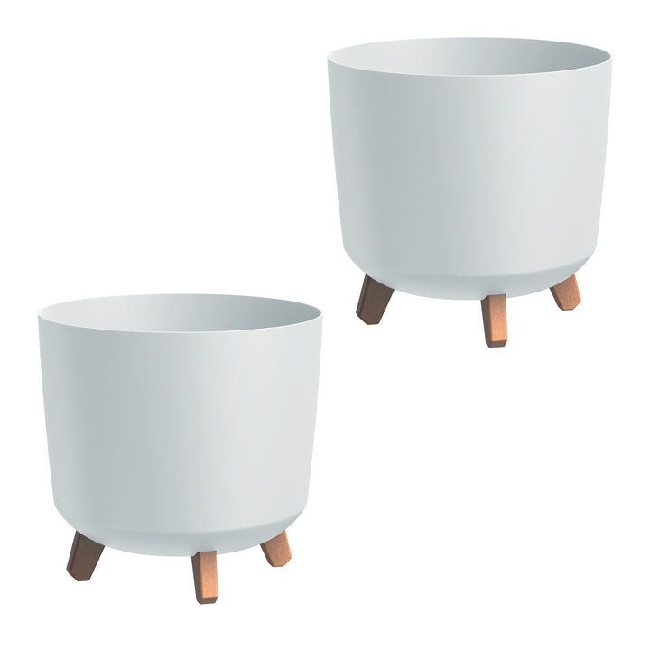 Maceta Prosperplast, sobre patas, inserto de riego, altura 28,5cm, blanco, Gracia Tubus, juego de 2 piezas