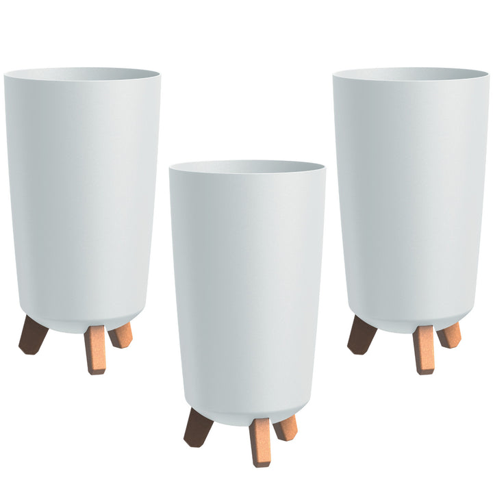 Vaso Prosperplast, diâmetro 195 mm, altura 365 mm, com pernas, branco, Gracia Tubus Slim, conjunto de 3 peças
