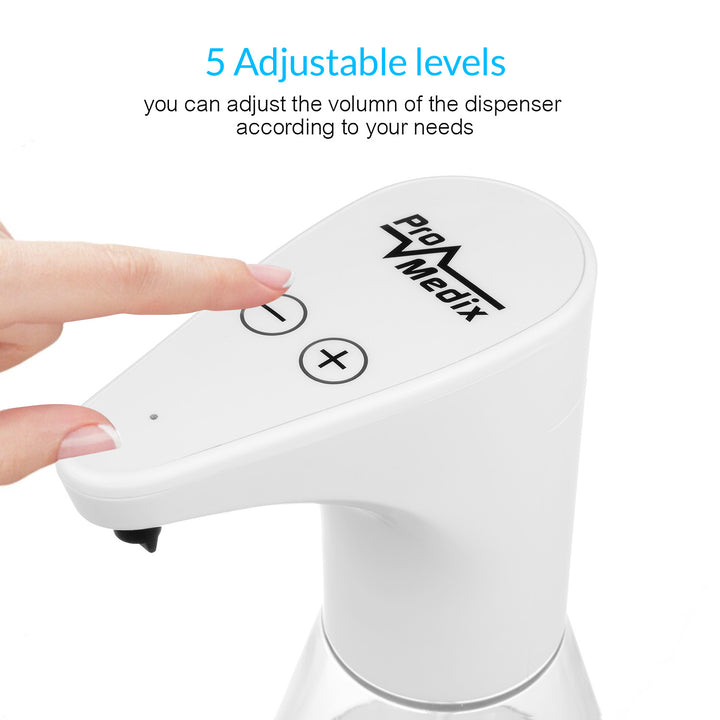 Dispensador automático Promedix, recipiente dispensador para sabonetes líquidos, líquidos desinfectantes, 480ml, 4 pilhas AA PR-530 + 4 pilhas Varta Industrial LR6/AA R-06