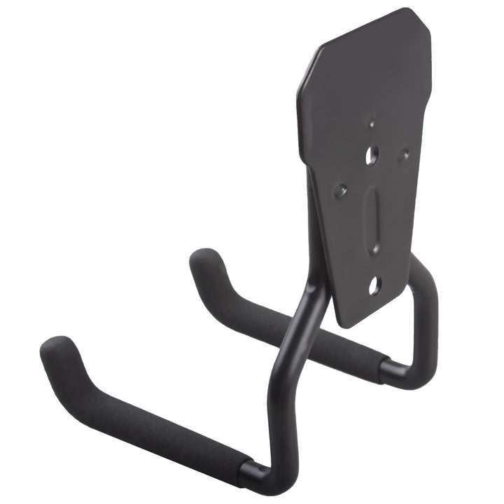 Suporte de parede para garagem Maclean para pneus, ferramentas de jardim, escadas, mangueiras de jardim, aço, carga máxima de 35 kg, MC-439 + gancho de parede de garagem em aço 35 kg, preto