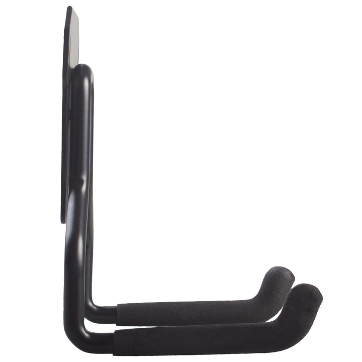 Suporte de parede para garagem Maclean para pneus, ferramentas de jardim, escadas, mangueiras de jardim, aço, carga máxima de 35 kg, MC-439 + gancho de parede de garagem em aço 35 kg, preto