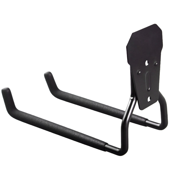 Suporte de parede para garagem Maclean para pneus, ferramentas de jardim, escadas, mangueiras de jardim, aço, carga máxima de 35 kg, MC-439 + gancho de parede de garagem em aço 35 kg, preto