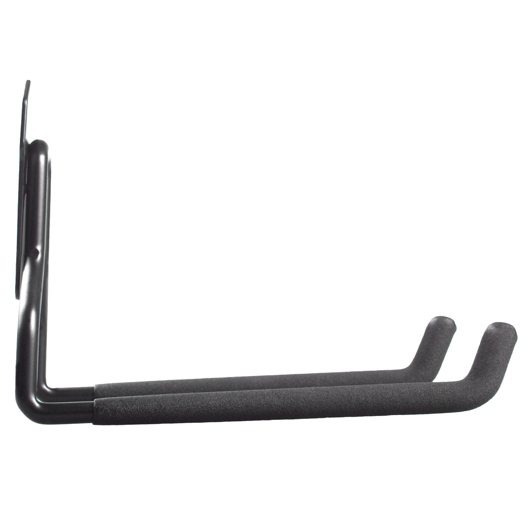 Suporte de parede para garagem Maclean para pneus, ferramentas de jardim, escadas, mangueiras de jardim, aço, carga máxima de 35 kg, MC-439 + gancho de parede de garagem em aço 35 kg, preto