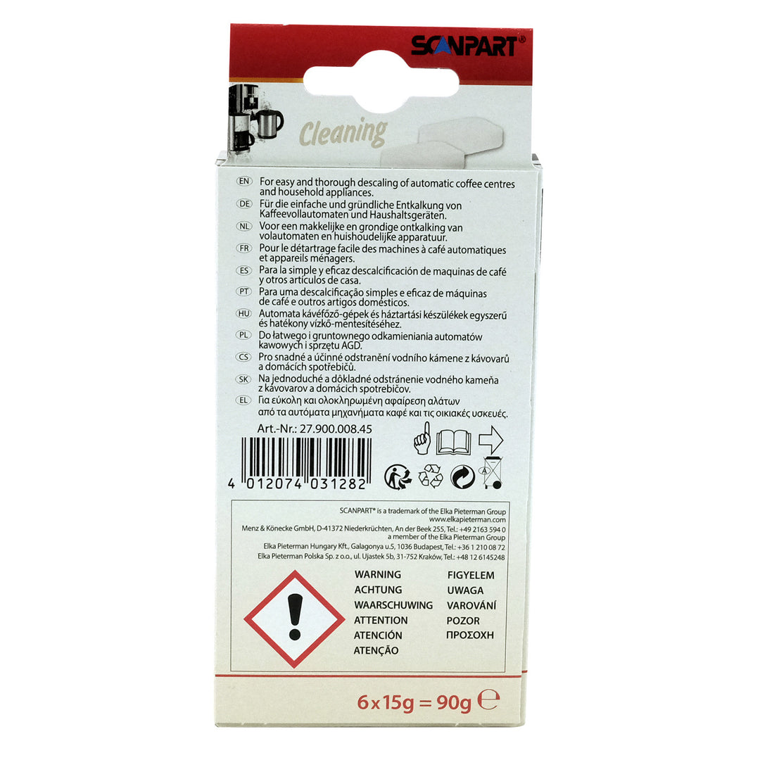 Pastillas desincrustantes para cafeteras espresso, 6 piezas, universal, Scanpart