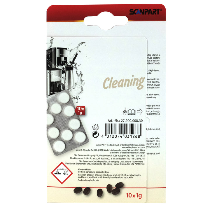 Pastillas de limpieza para cafeteras, 10 unidades, universal, Scanpart
