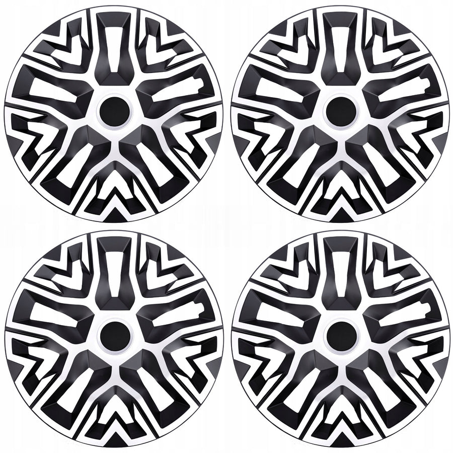 NRM The Best Bicolor Tapacubos universales 16'' blanco y negro 4 piezas