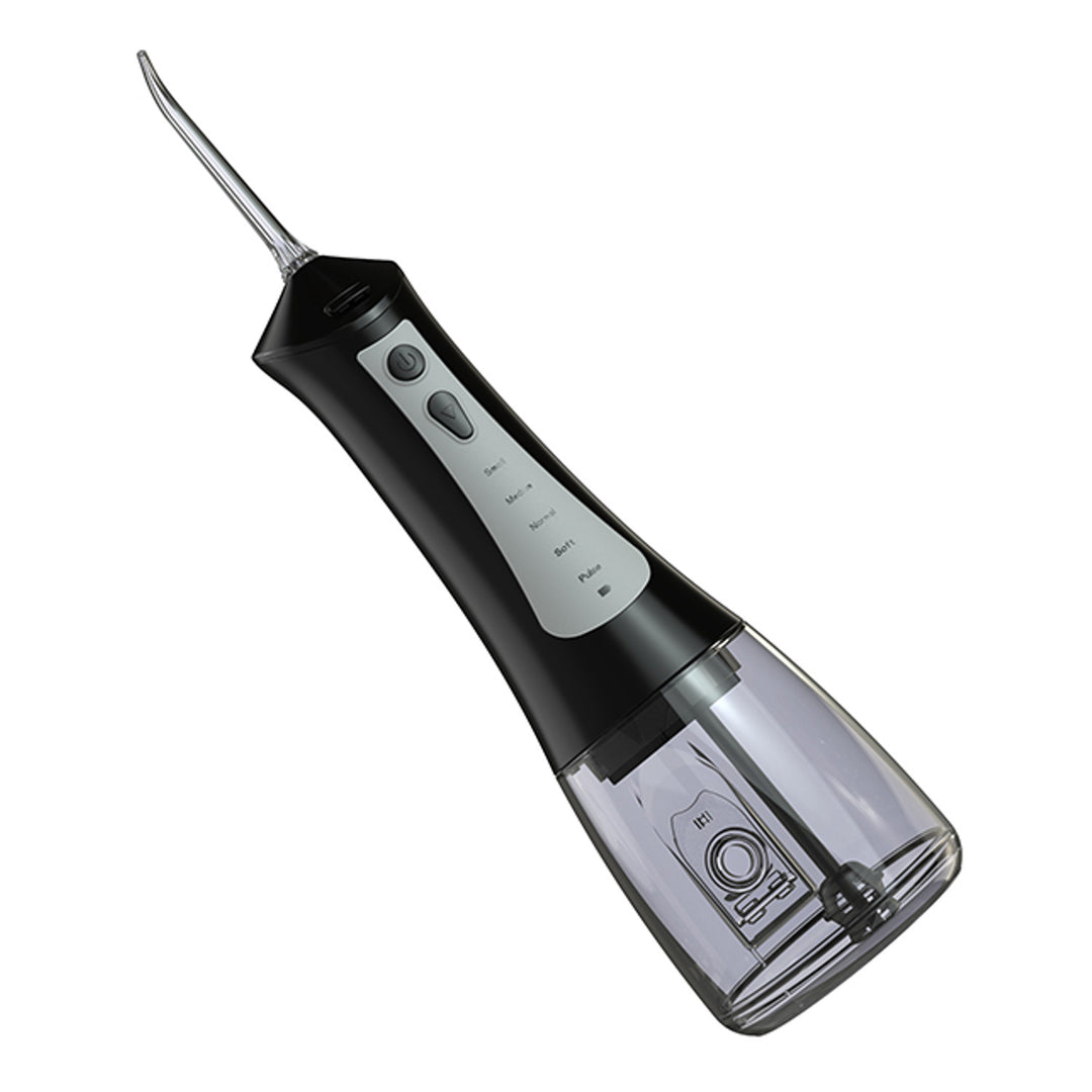 Irrigador Dentário LAFE CleanPRO Preto – 5 Modos, 6 Bocais, 300ml, IPX7, Bateria de 2000mAh, Portátil, Recarregável via USB