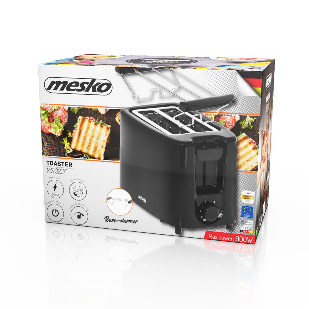 Torradeira Mesko, Torradeira de 2 Fatias, 900 W, Preta, MS 3220