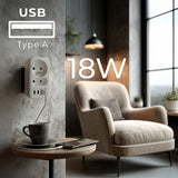 Toma de corriente Maclean x2 + 4xUSB, divisor con 2 tomas, 2xUSB A, 2xUSB C PD 20W, 1x16A + 1x6A, MCE249 F/W