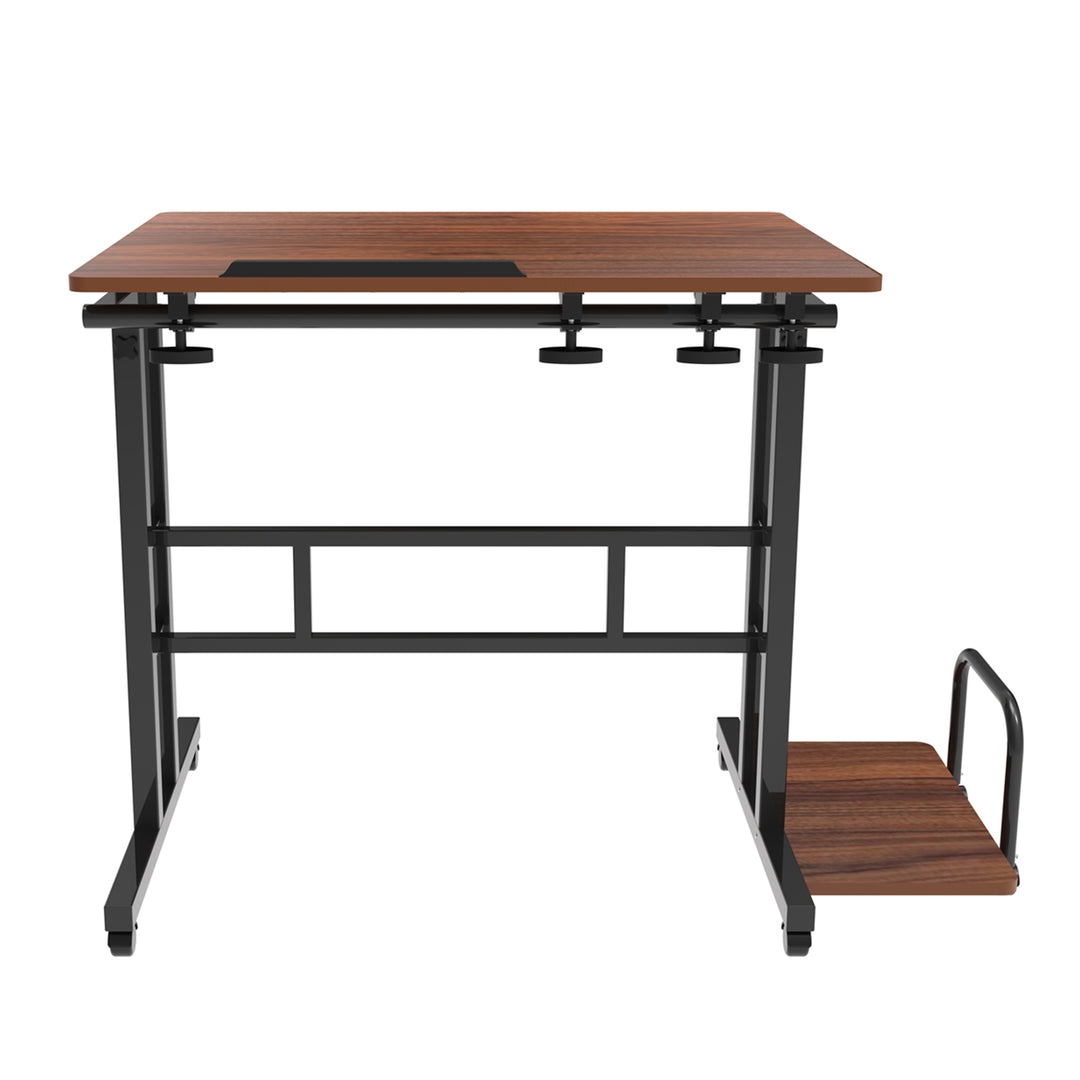 Mesa escritorio móvil para portátil Maclean, negra, tablero 80x60 cm, 50 kg máx., altura regulable 67-115 cm, MC-124 B