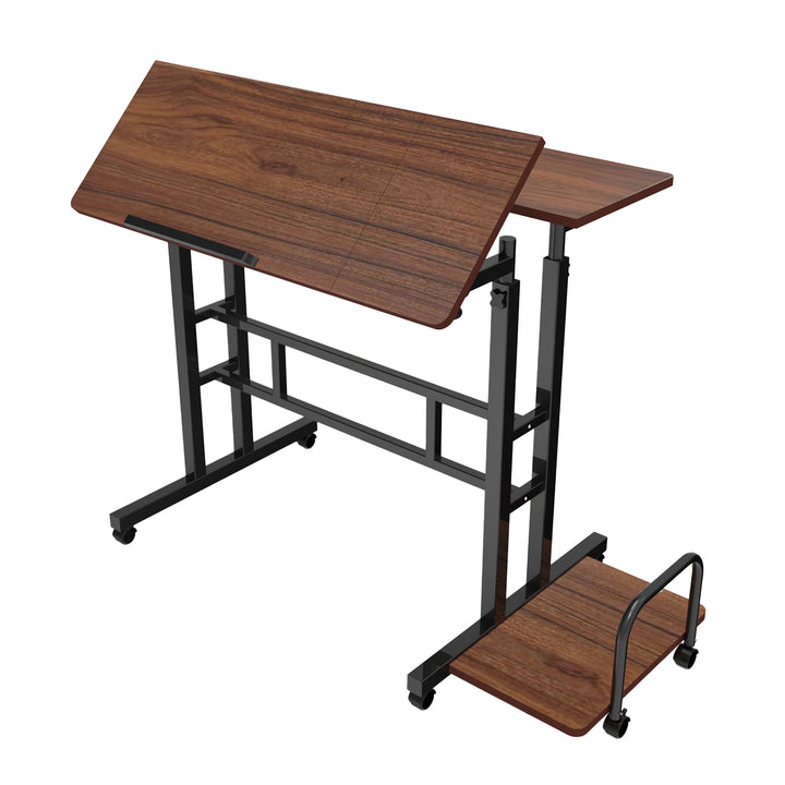 Mesa escritorio móvil para portátil Maclean, negra, tablero 80x60 cm, 50 kg máx., altura regulable 67-115 cm, MC-124 B