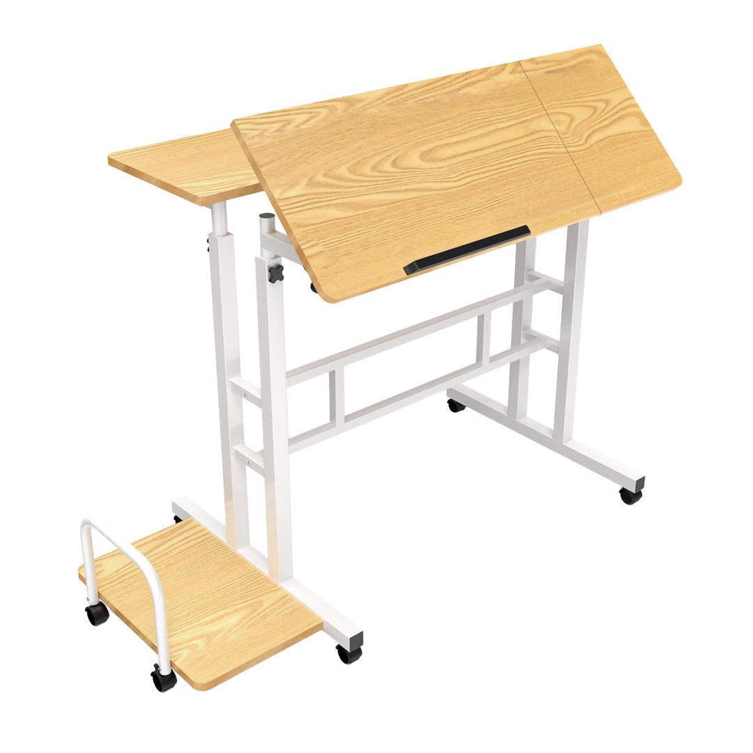 Mesa móvil para portátil Maclean, blanca, tablero 80x60cm, 50kg máx, altura regulable 67-115cm , MC-124 W