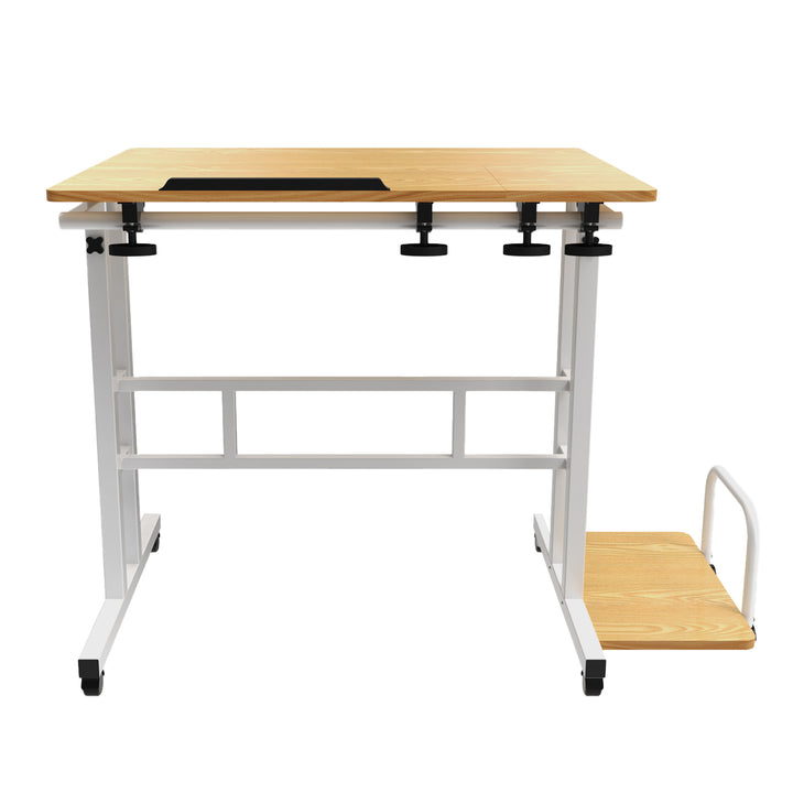 Mesa móvil para portátil Maclean, blanca, tablero 80x60cm, 50kg máx, altura regulable 67-115cm , MC-124 W