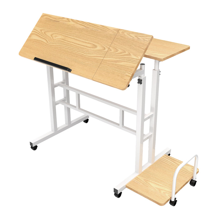 Mesa móvil para portátil Maclean, blanca, tablero 80x60cm, 50kg máx, altura regulable 67-115cm , MC-124 W
