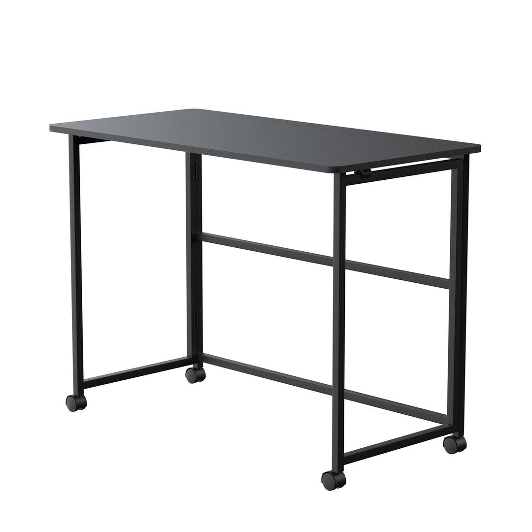 Mesa escritorio plegable Maclean, negra, móvil, tablero 100x50cm, max. 50kg, MC-1250 B