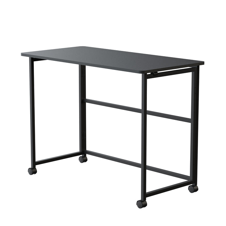Mesa escritorio plegable Maclean, negra, móvil, tablero 100x50cm, max. 50kg, MC-1250 B