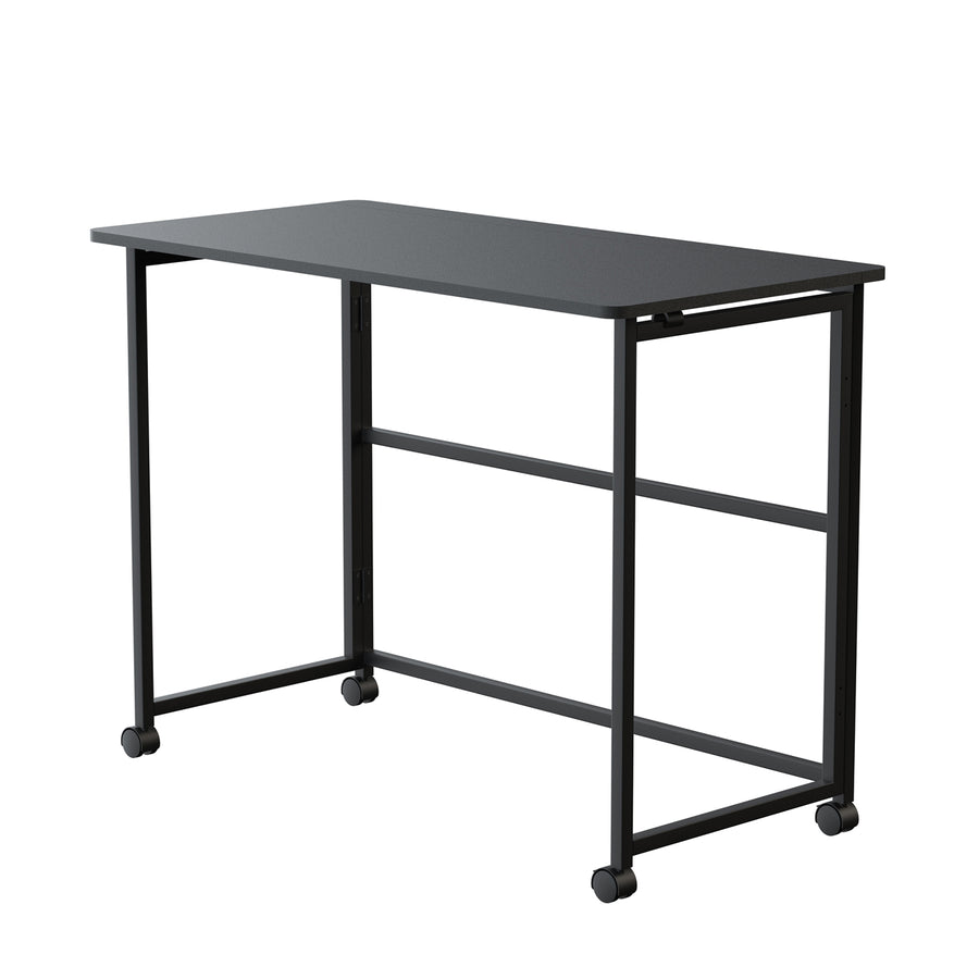 Mesa escritorio plegable Maclean, negra, móvil, tablero 100x50cm, max. 50kg, MC-1250 B
