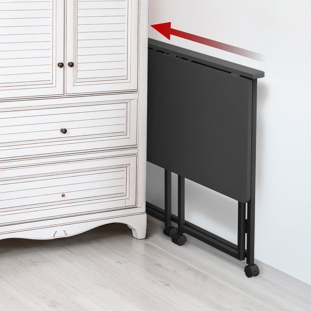 Mesa escritorio plegable Maclean, negra, móvil, tablero 100x50cm, max. 50kg, MC-1250 B