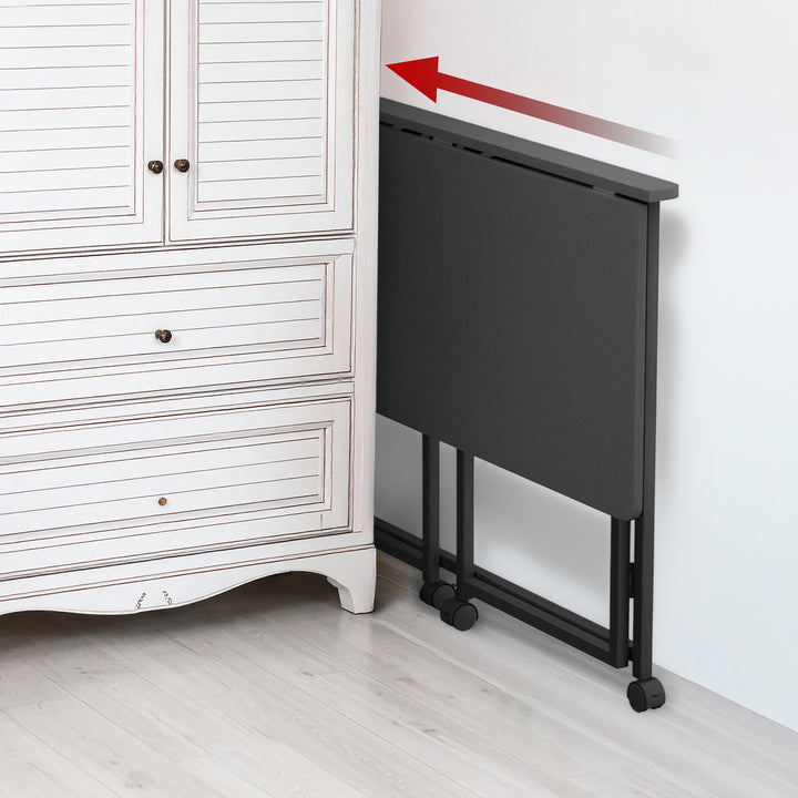 Mesa escritorio plegable Maclean, negra, móvil, tablero 100x50cm, max. 50kg, MC-1250 B