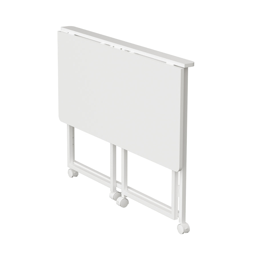 Mesa escritorio plegable Maclean, blanca, móvil, tablero 100x50cm, max. 50kg, MC-1250 W