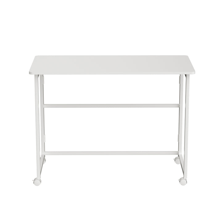 Mesa escritorio plegable Maclean, blanca, móvil, tablero 100x50cm, max. 50kg, MC-1250 W
