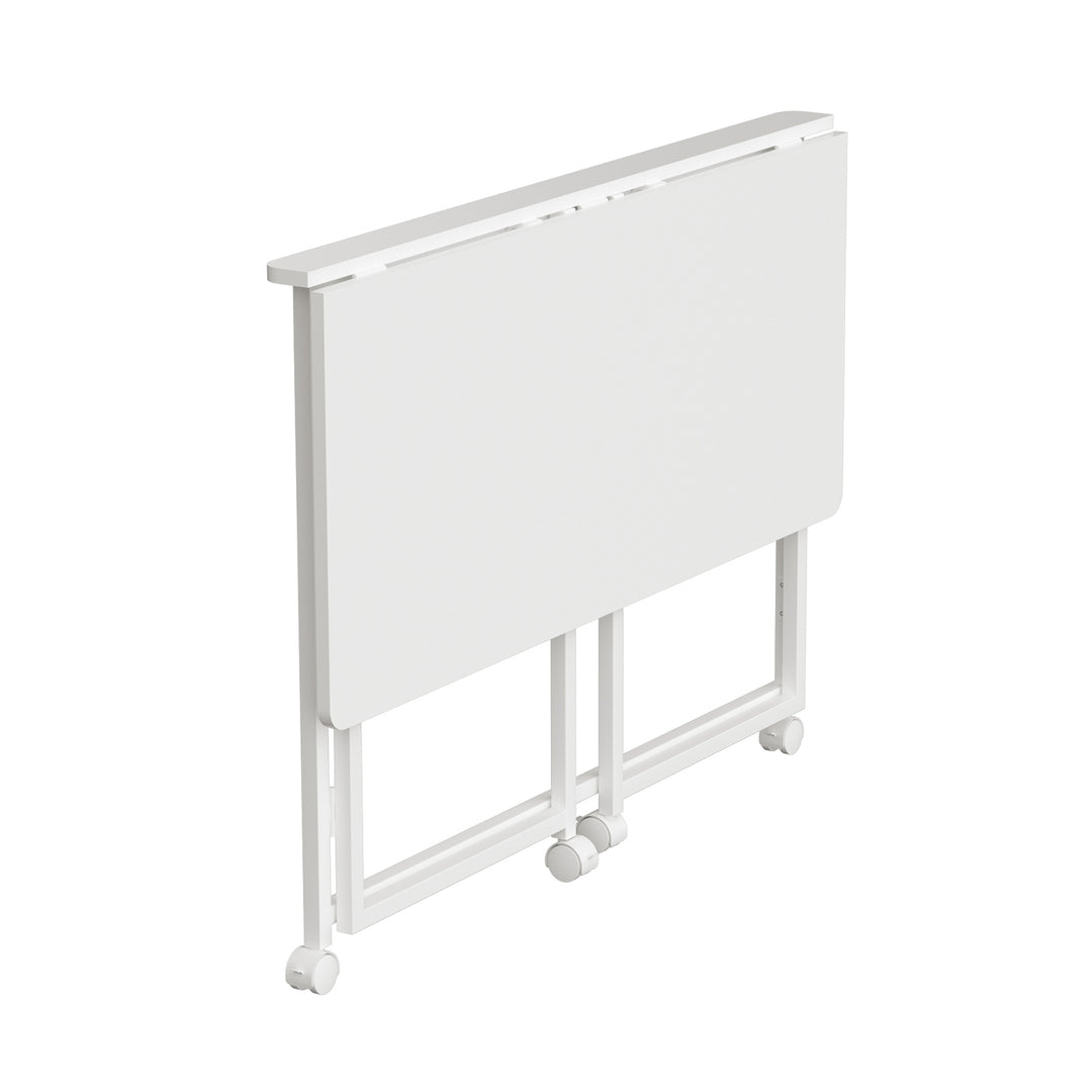 Mesa escritorio plegable Maclean, blanca, móvil, tablero 100x50cm, max. 50kg, MC-1250 W