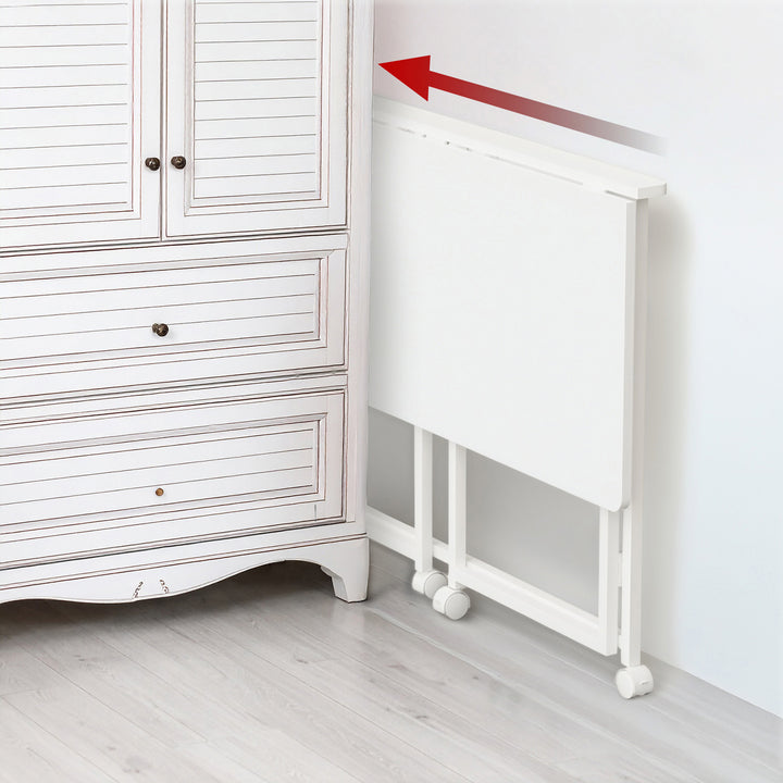 Mesa escritorio plegable Maclean, blanca, móvil, tablero 100x50cm, max. 50kg, MC-1250 W