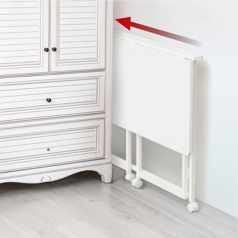 Mesa escritorio plegable Maclean, blanca, móvil, tablero 100x50cm, max. 50kg, MC-1250 W
