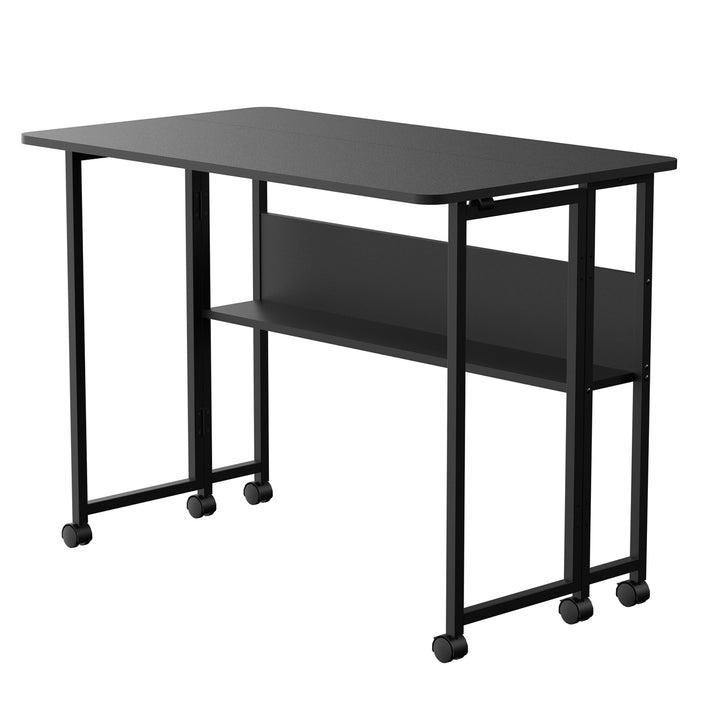 Mesa escritorio plegable Maclean, negra, móvil, tablero 100x58cm, max. 50kg, MC-126 B