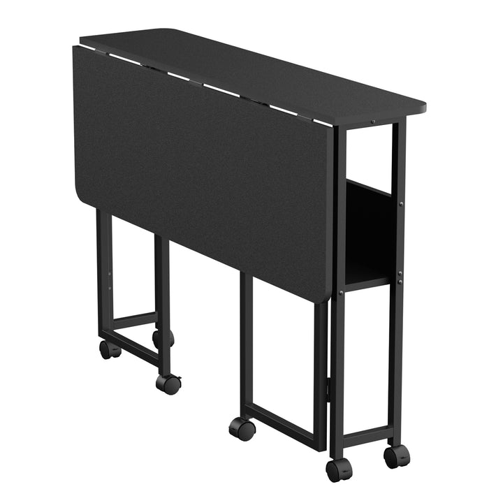 Mesa escritorio plegable Maclean, negra, móvil, tablero 100x58cm, max. 50kg, MC-126 B